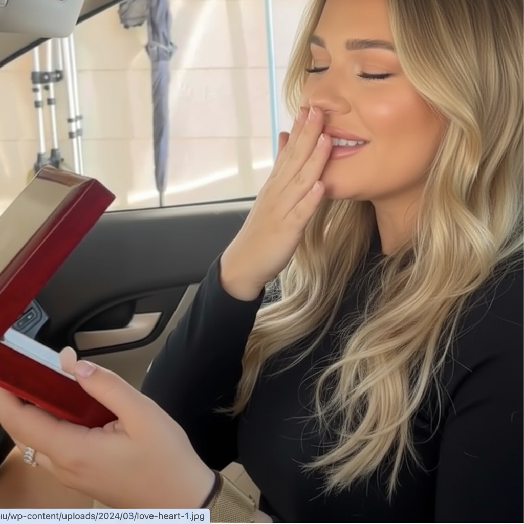 Blonde woman emotional moment in car