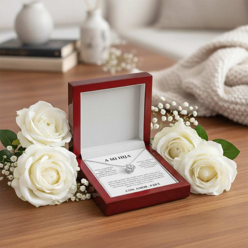 Red jewelry box in home setting